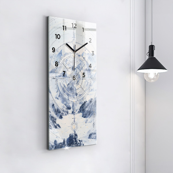Modern vertical wall clock Blue drawings