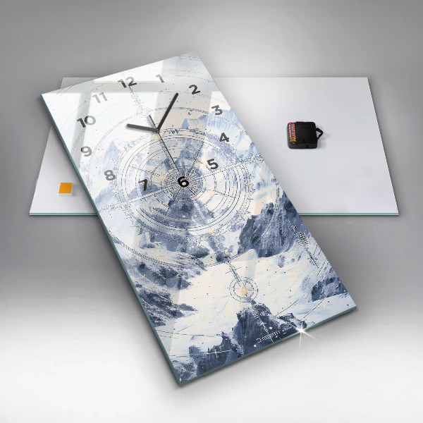 Modern vertical wall clock Blue drawings