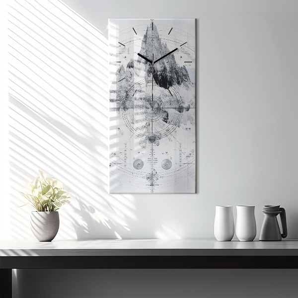 Modern vertical wall clock Cartoon mountains