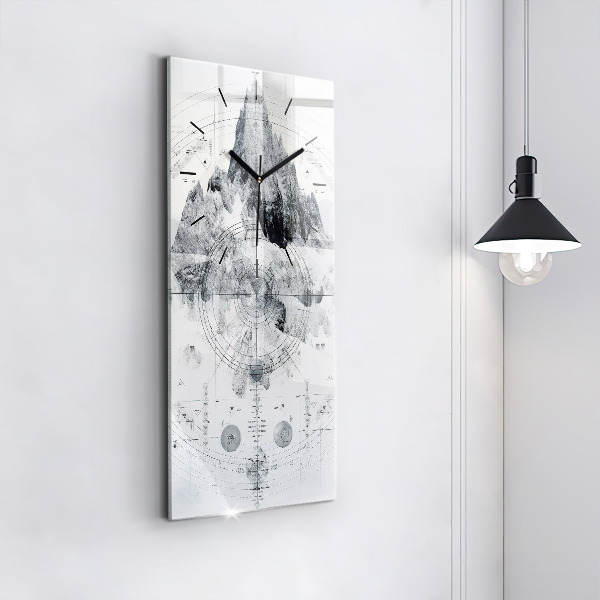 Modern vertical wall clock Cartoon mountains