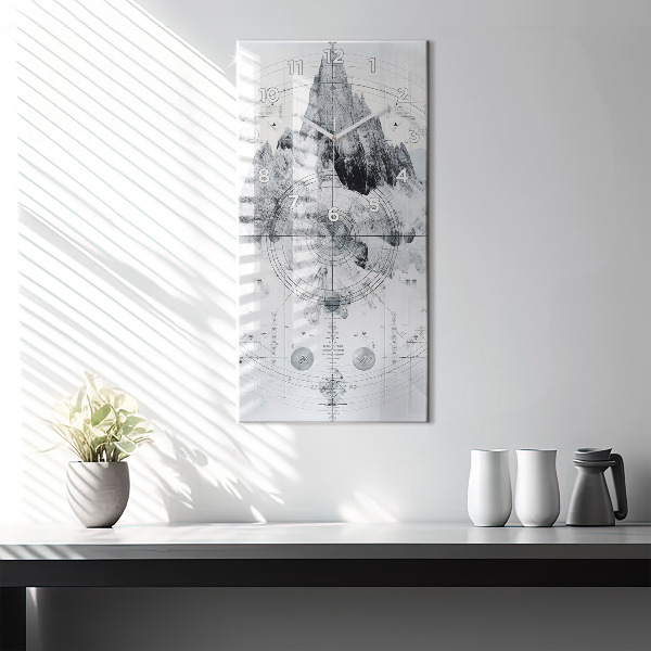 Modern vertical wall clock Cartoon mountains