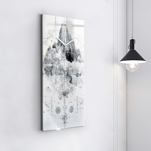 Modern vertical wall clock Cartoon mountains