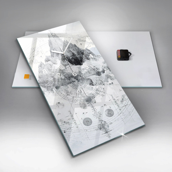 Modern vertical wall clock Cartoon mountains