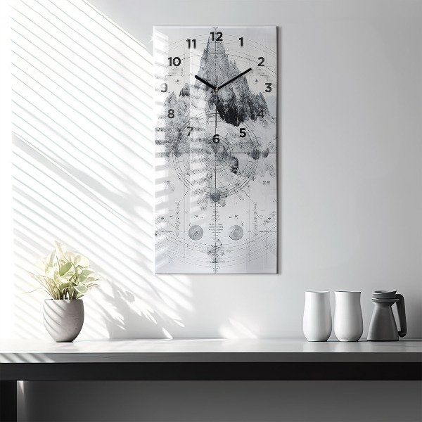 Modern vertical wall clock Cartoon mountains