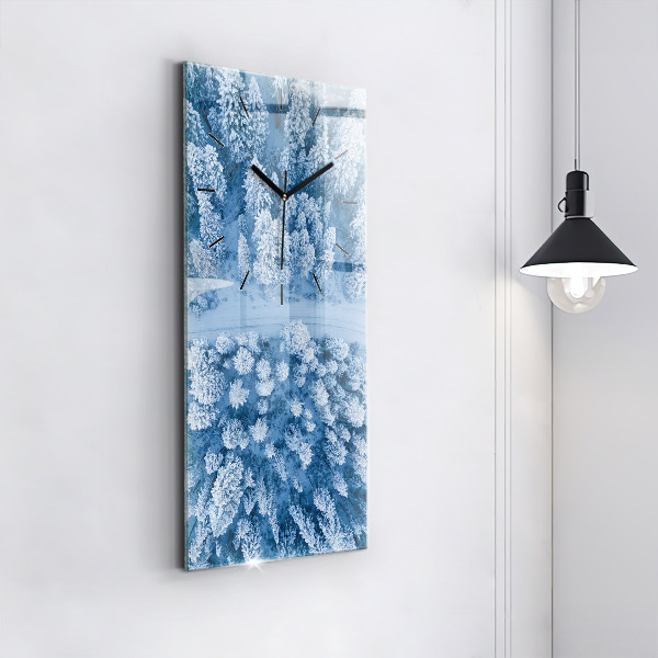 Modern vertical wall clock Forest from a drone