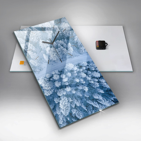 Modern vertical wall clock Forest from a drone