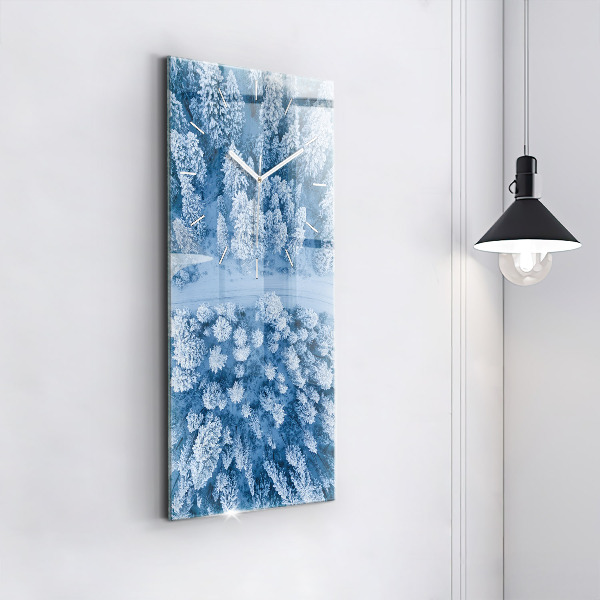 Modern vertical wall clock Forest from a drone