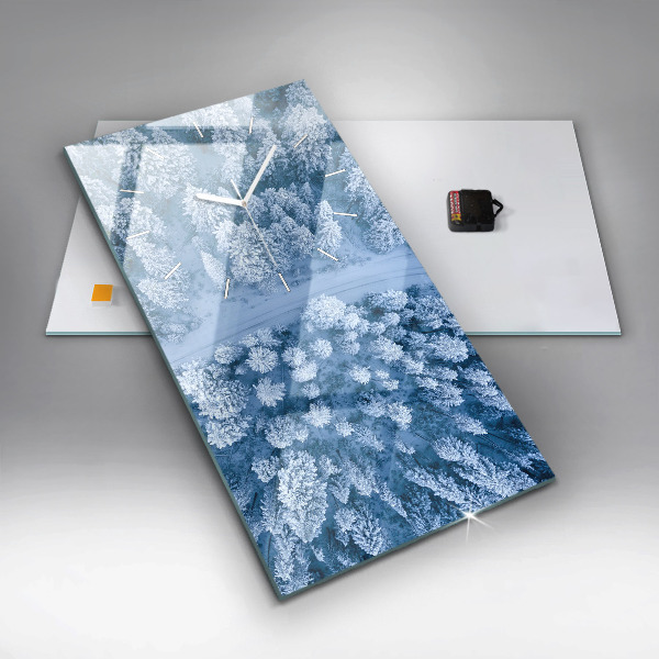 Modern vertical wall clock Forest from a drone