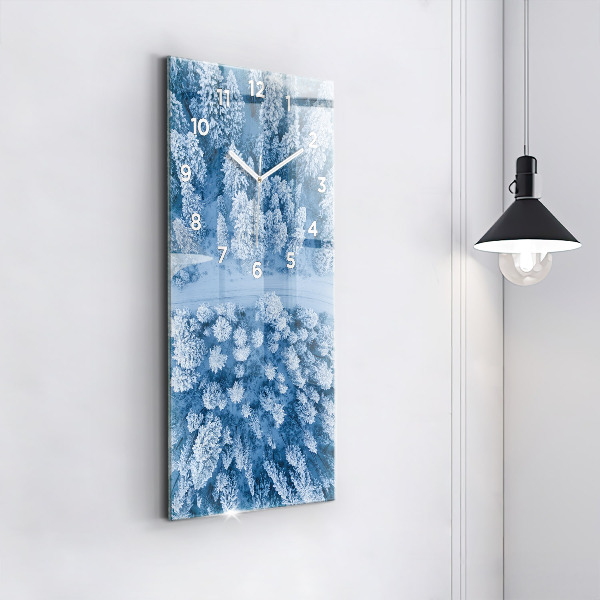 Modern vertical wall clock Forest from a drone