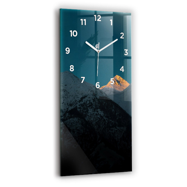 Modern vertical wall clock Sunset in the mountains