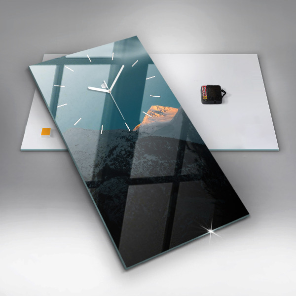 Modern vertical wall clock Sunset in the mountains