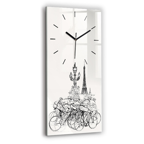 Modern vertical wall clock Cycling race drawing