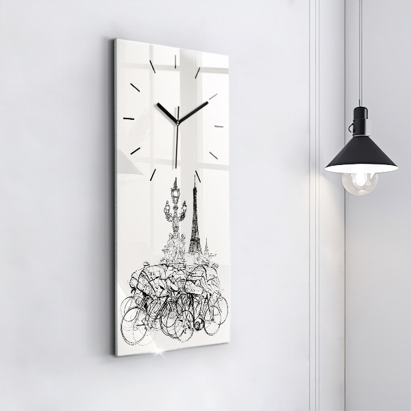 Modern vertical wall clock Cycling race drawing