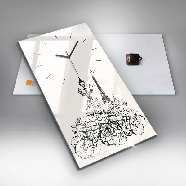 Modern vertical wall clock Cycling race drawing