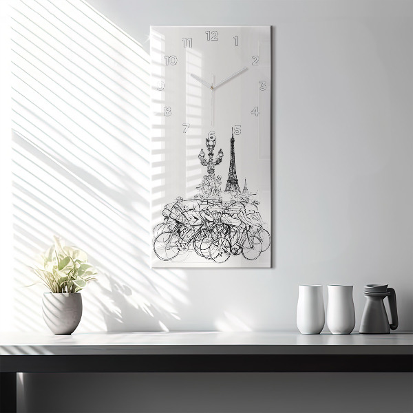 Modern vertical wall clock Cycling race drawing