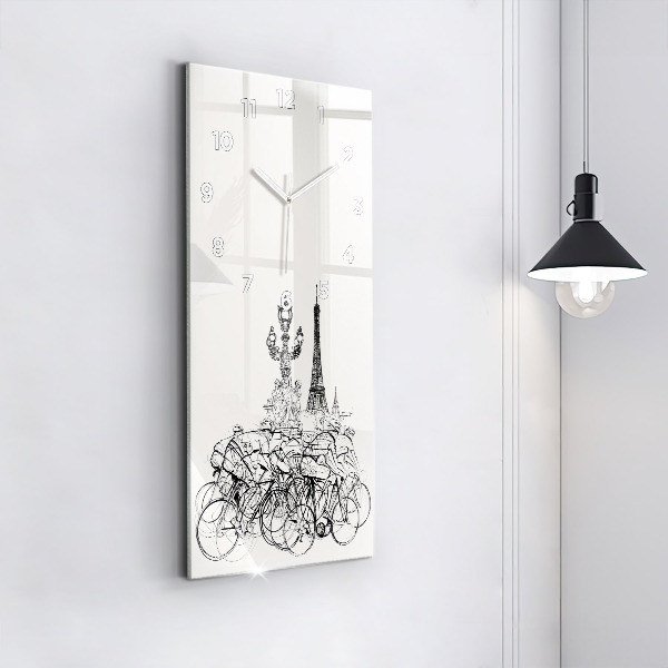 Modern vertical wall clock Cycling race drawing