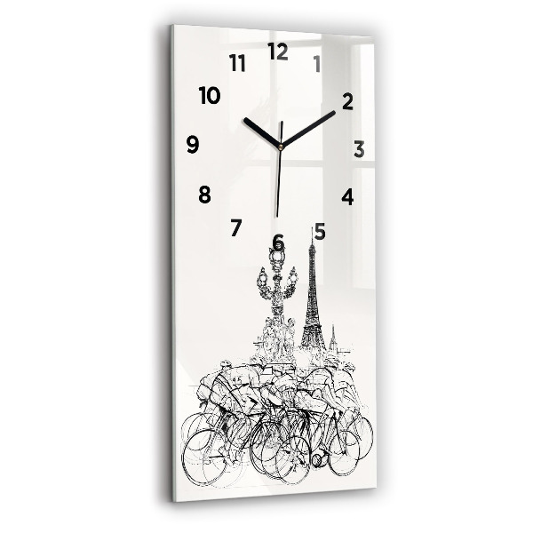 Modern vertical wall clock Cycling race drawing
