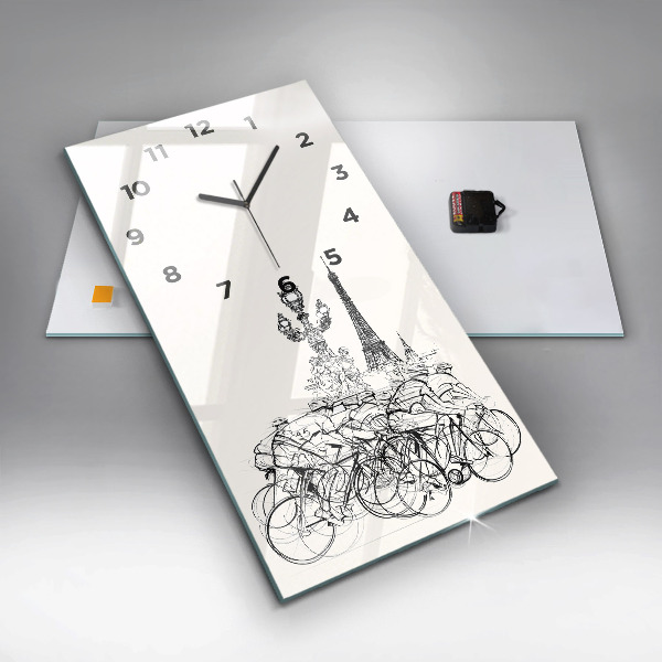 Modern vertical wall clock Cycling race drawing