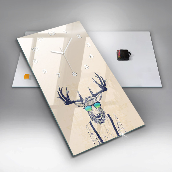 Modern vertical wall clock Abstract deer