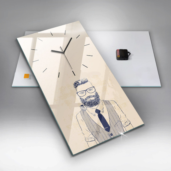 Modern vertical wall clock Man with a beard