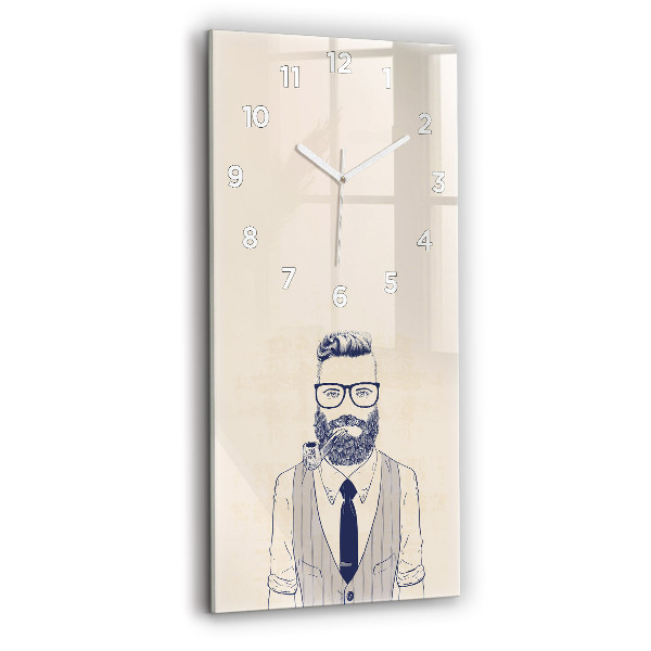Modern vertical wall clock Man with a beard