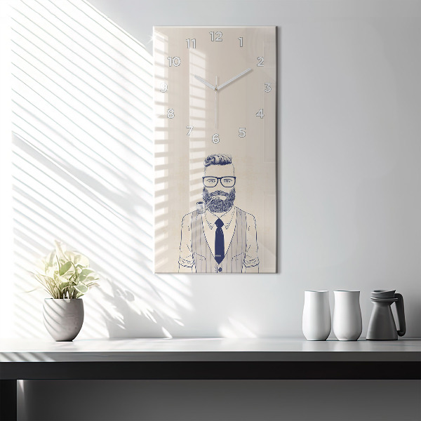 Modern vertical wall clock Man with a beard