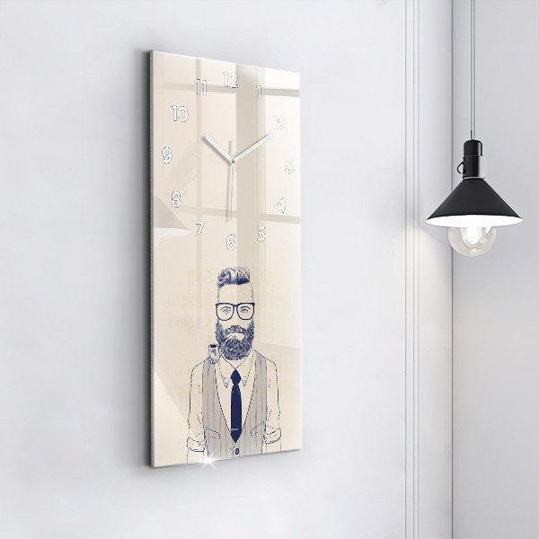 Modern vertical wall clock Man with a beard