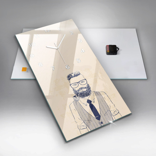 Modern vertical wall clock Man with a beard