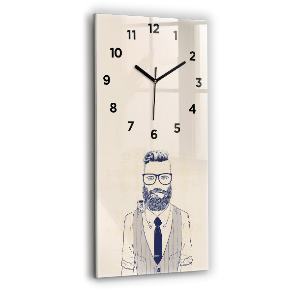 Modern vertical wall clock Man with a beard