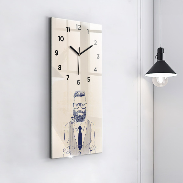 Modern vertical wall clock Man with a beard