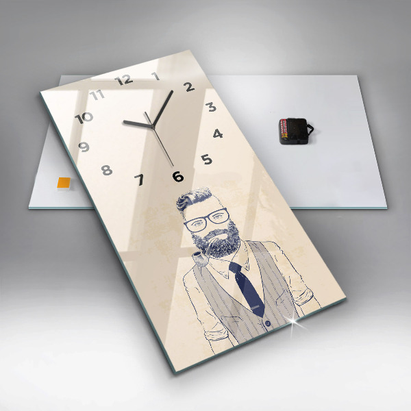 Modern vertical wall clock Man with a beard
