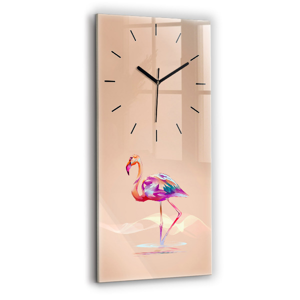 Modern vertical wall clock Flamingo illustration