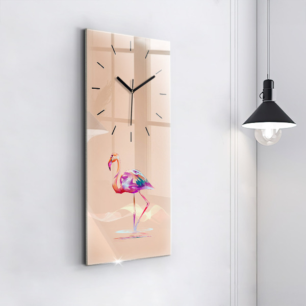 Modern vertical wall clock Flamingo illustration