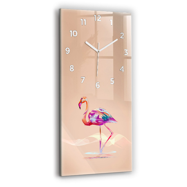 Modern vertical wall clock Flamingo illustration