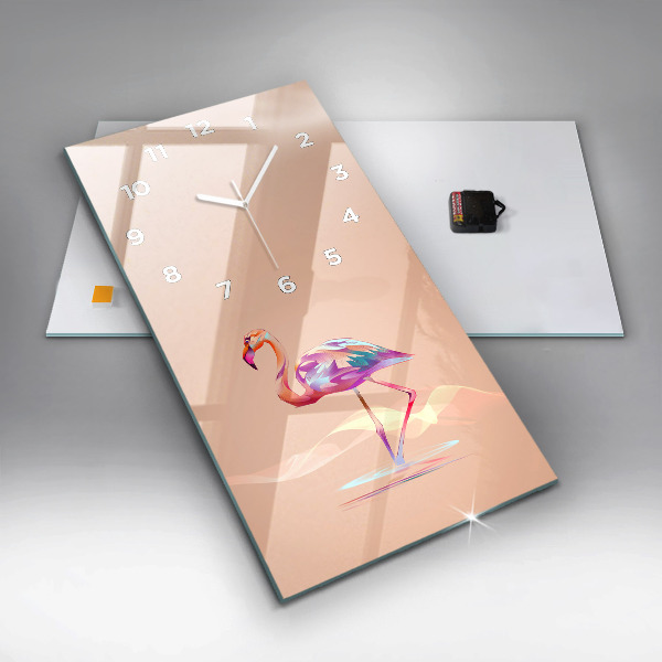 Modern vertical wall clock Flamingo illustration