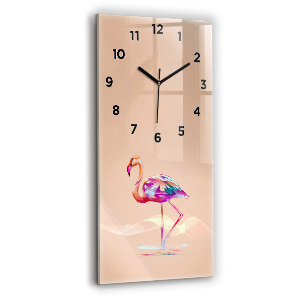 Modern vertical wall clock Flamingo illustration
