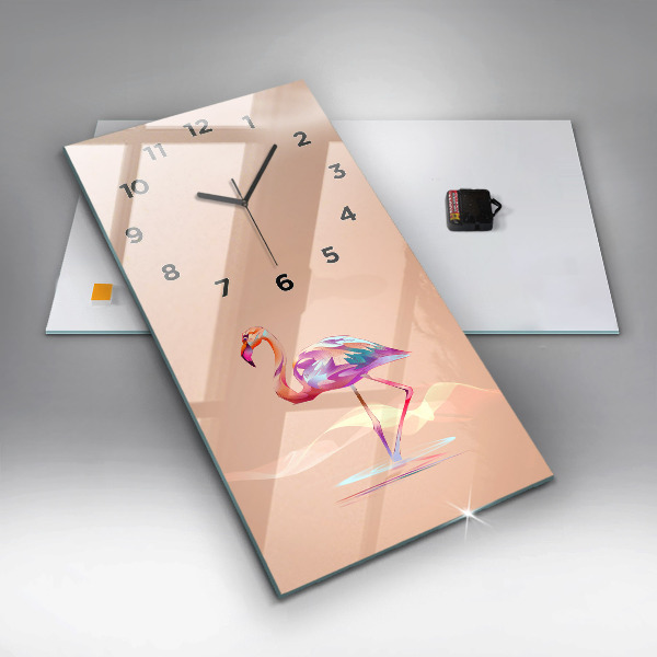 Modern vertical wall clock Flamingo illustration