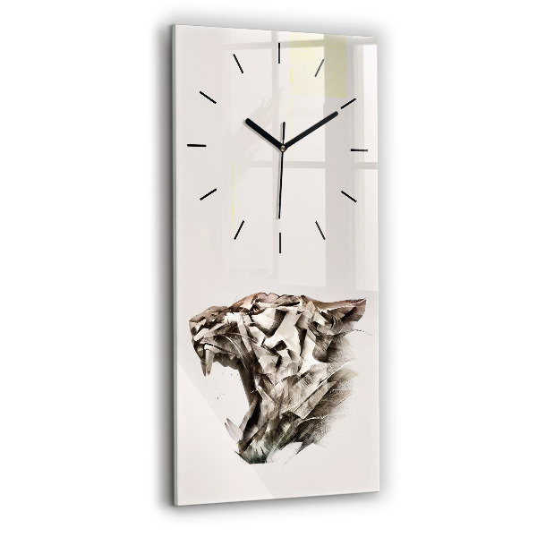 Modern vertical wall clock painted portrait of a tiger