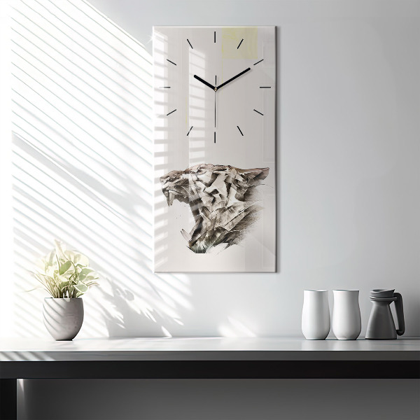 Modern vertical wall clock painted portrait of a tiger