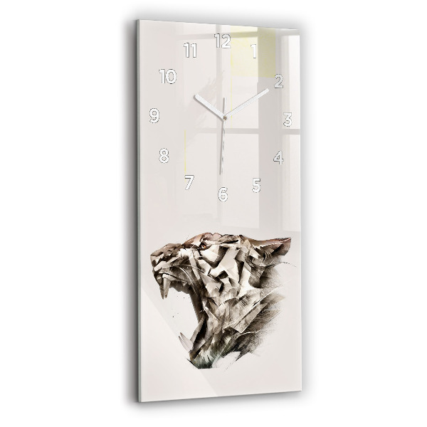 Modern vertical wall clock painted portrait of a tiger