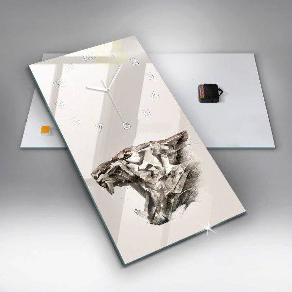 Modern vertical wall clock painted portrait of a tiger