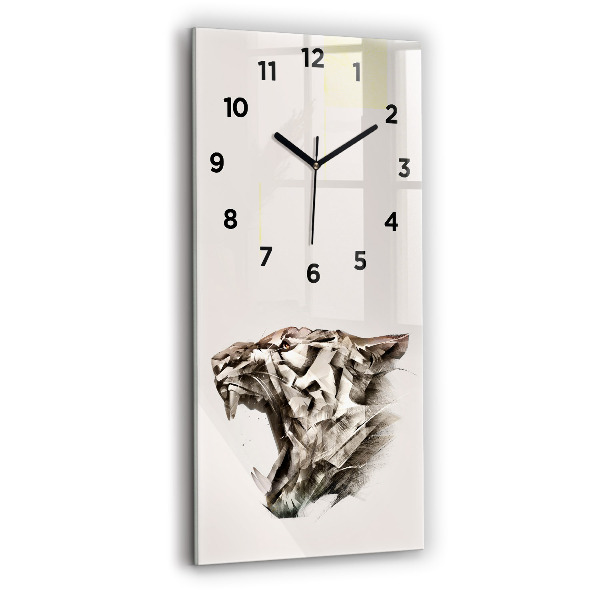 Modern vertical wall clock painted portrait of a tiger