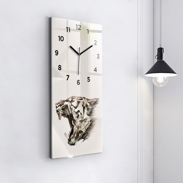 Modern vertical wall clock painted portrait of a tiger