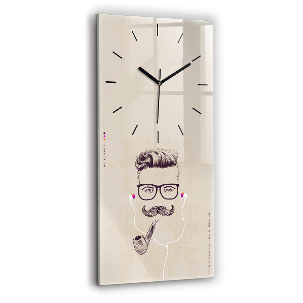 Modern vertical wall clock Man with a pipe