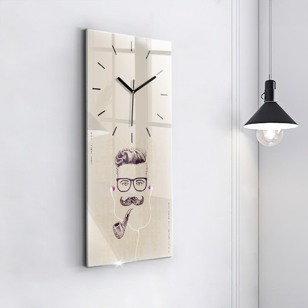 Modern vertical wall clock Man with a pipe