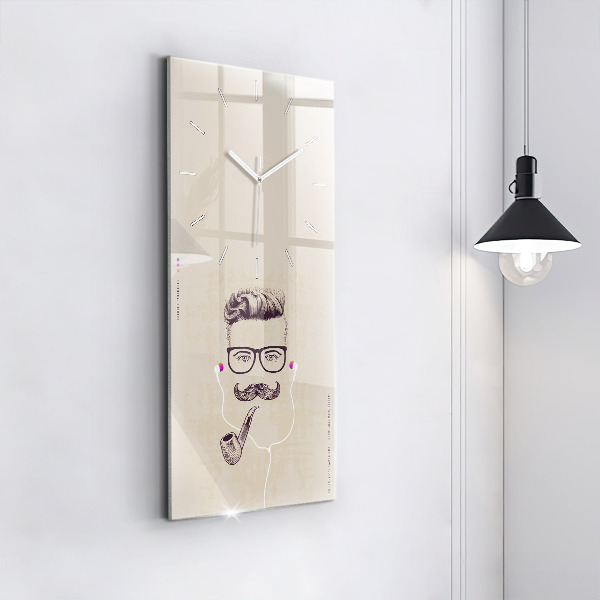 Modern vertical wall clock Man with a pipe