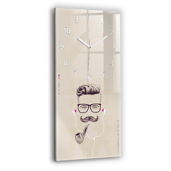 Modern vertical wall clock Man with a pipe