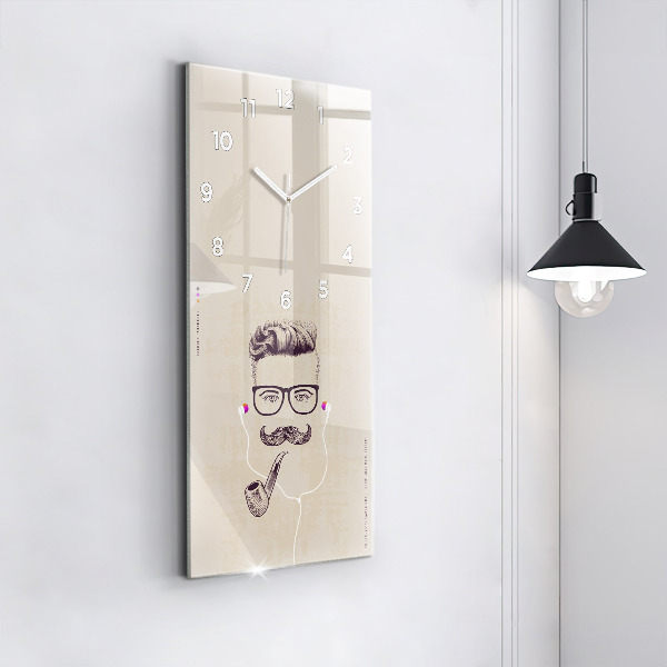 Modern vertical wall clock Man with a pipe