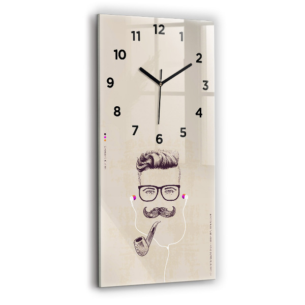 Modern vertical wall clock Man with a pipe