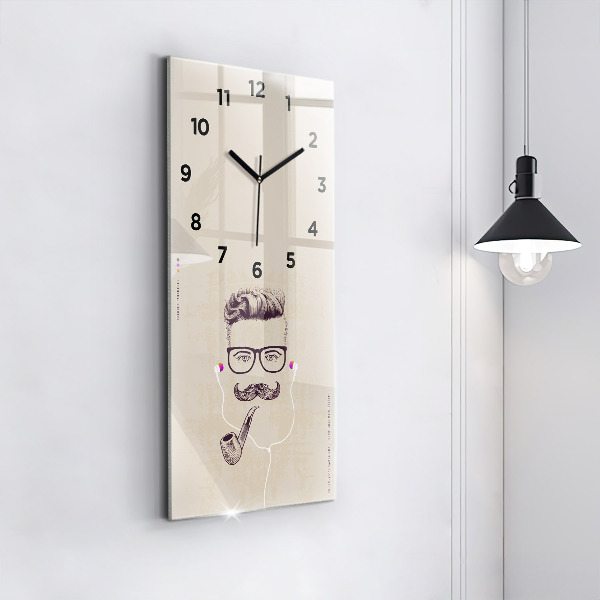 Modern vertical wall clock Man with a pipe